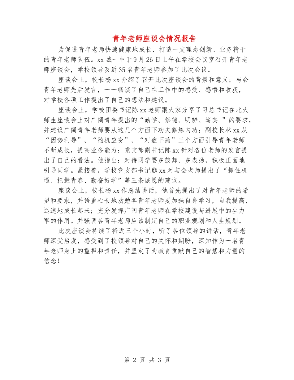 青年教师座谈会情况报告_第2页