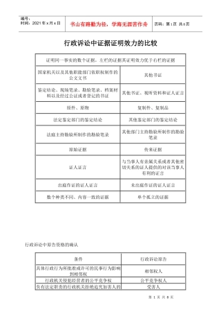 行政诉讼中证据证明效力的比较