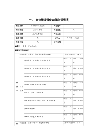 综合统计核算员的工作职责