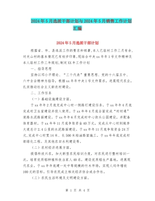 2024年5月选派干部计划与2024年5月销售工作计划汇编