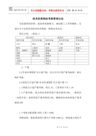 技术指标分解及挂靠考核