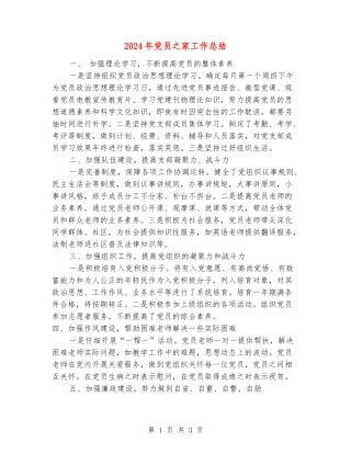 2024年党员之家工作总结