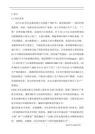 某有色金属公司环境影响报告