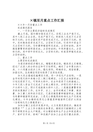×镇至月重点工作汇报 