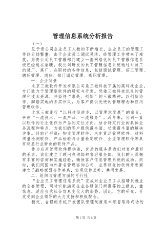 管理信息系统分析报告 