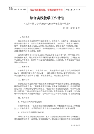 综合实践教学工作计划(DOC39页)