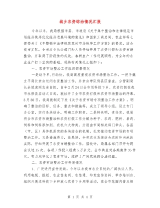 城乡农资综治情况汇报