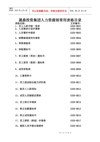 管理规范附表人事卡