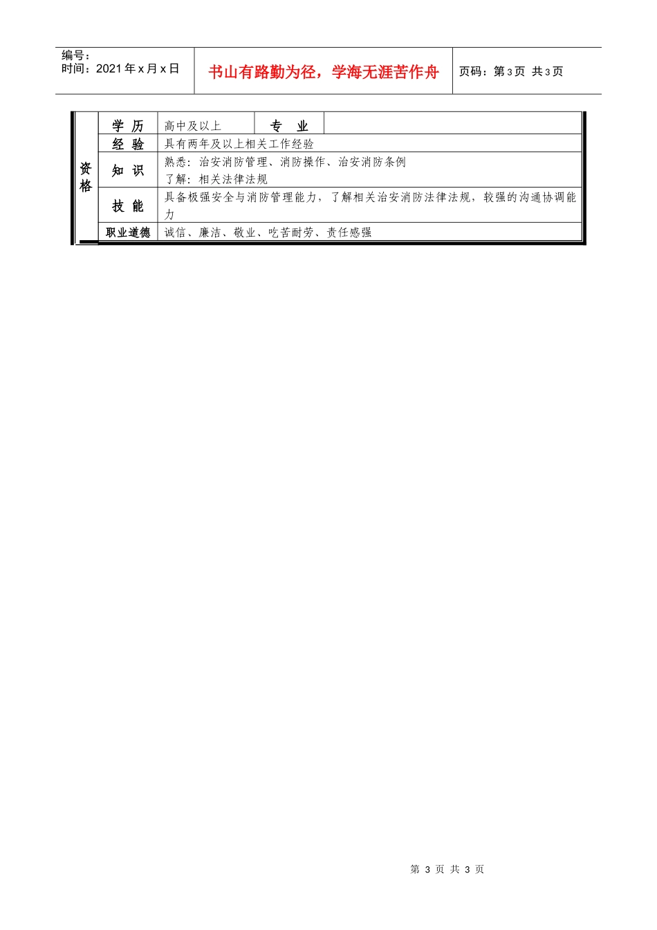 某中型制造业保卫岗位说明书_第3页