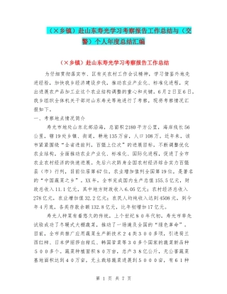 赴山东寿光学习考察报告工作总结与(交警)个人年度总结汇编