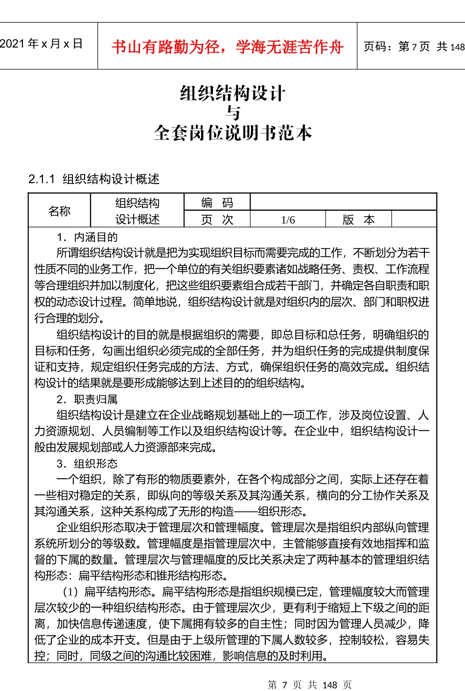 组织结构设计与全套岗位说明书_第1页