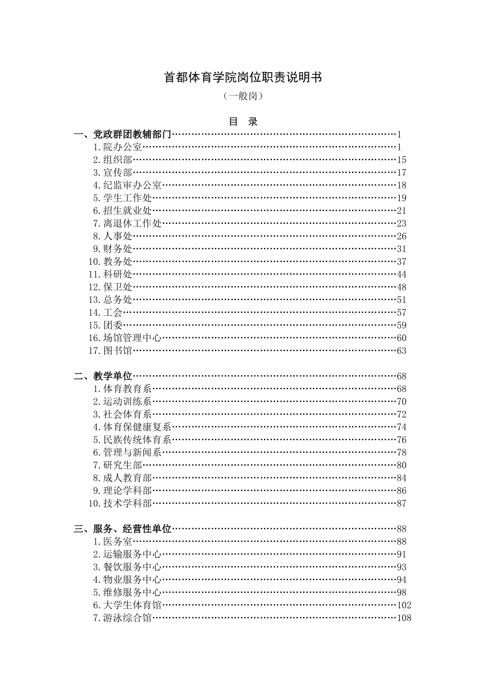 首都体育学院岗位职责说明书_第1页