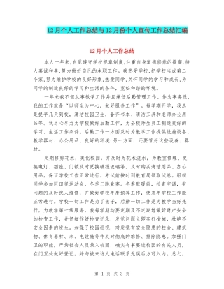 12月个人工作总结与12月份个人宣传工作总结汇编