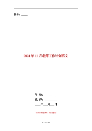 2024年11月教师工作计划范文