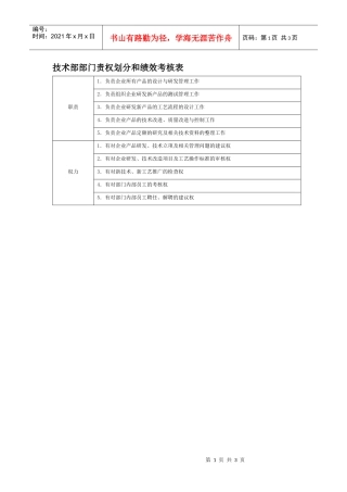 部门责权划分和绩效考核——技术部