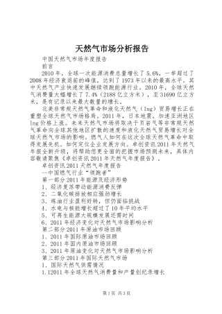 天然气市场分析报告 