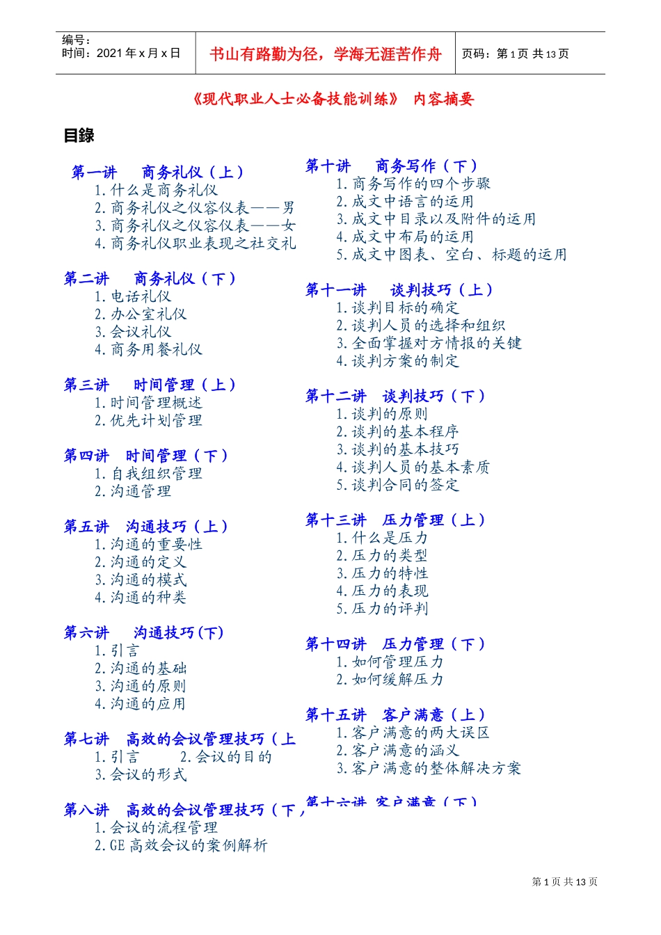 现代职业人士必备技能训练_第1页