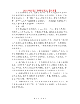 2024年妇联工作计划范文