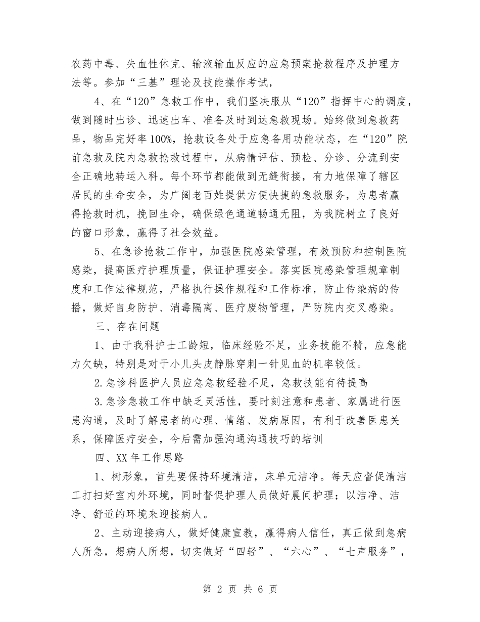 2024年门诊-急诊护理工作总结与2024年防检队情况小结汇编_第2页