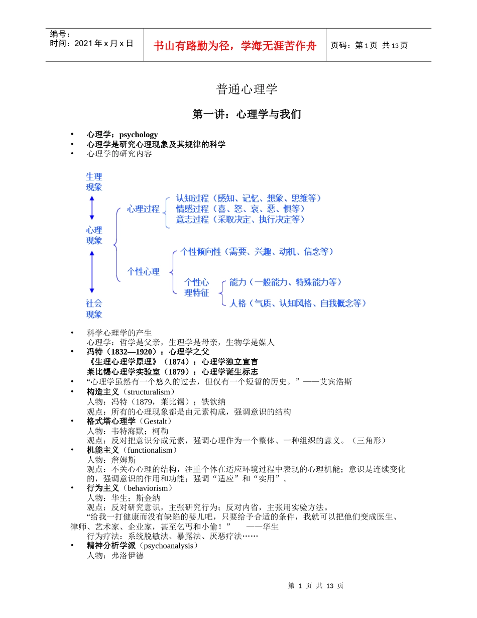 普通心理学培训教程_第1页