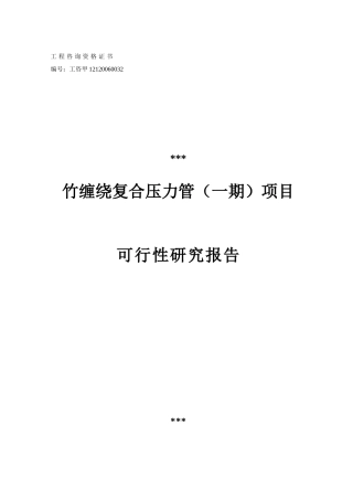 竹缠绕复合压力管项目可研