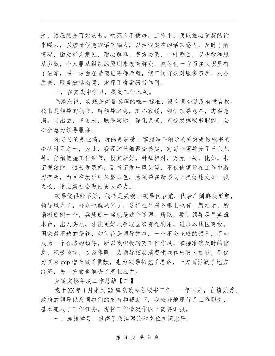 乡镇文秘年度工作总结_第3页