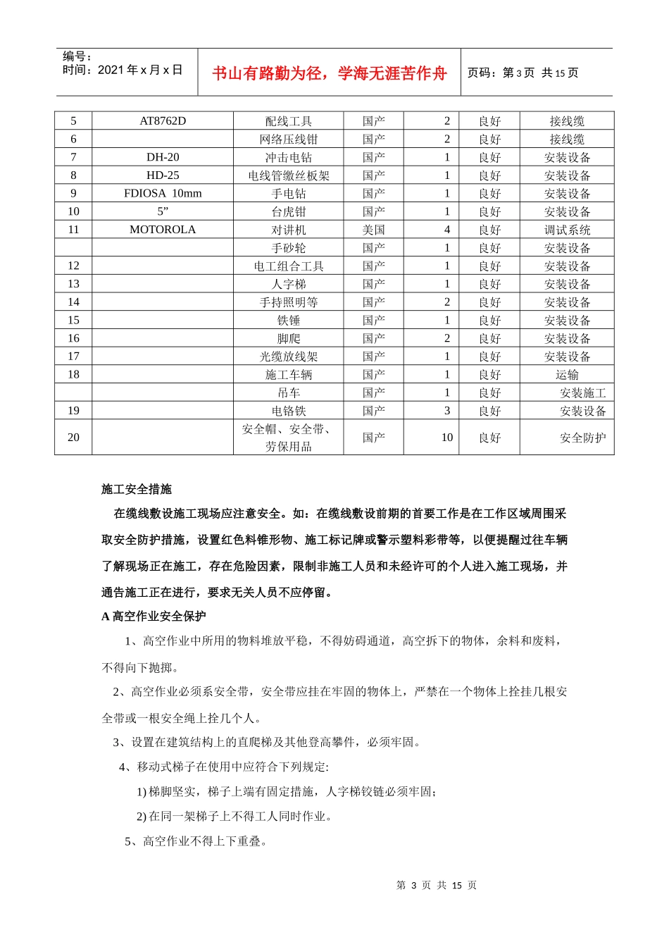 施工方案人员安排及相关措施_第3页