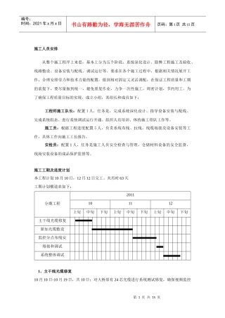 施工方案人员安排及相关措施