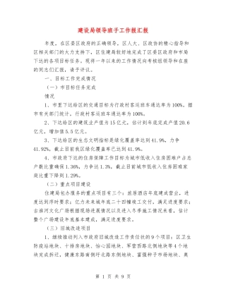 建设局领导班子工作报汇报