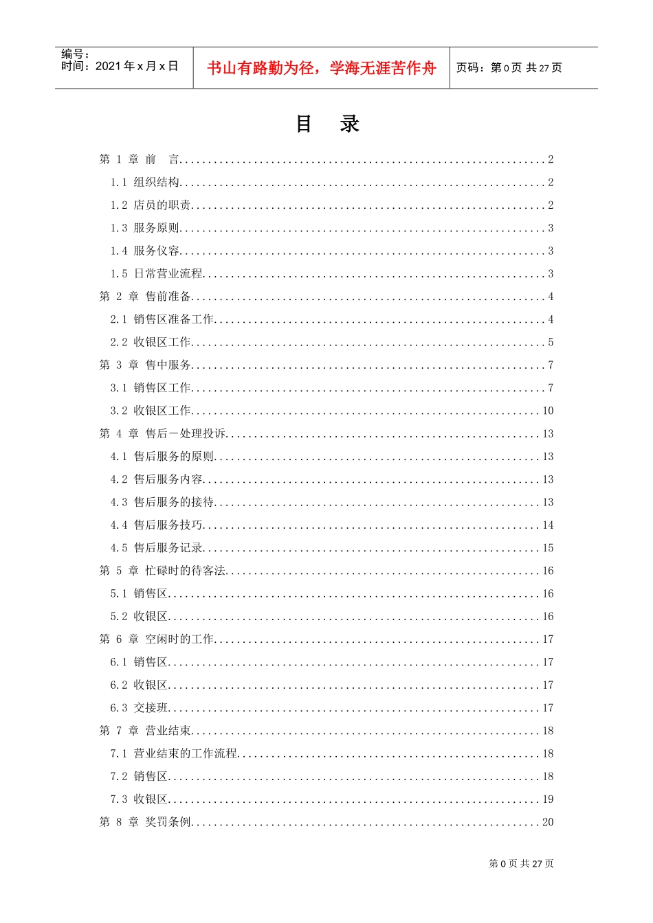 某某品牌店员员工手册_第1页