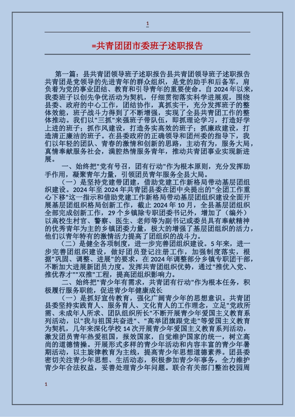共青团团市委班子述职报告_第1页