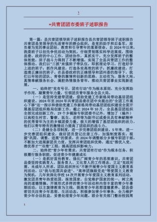 共青团团市委班子述职报告