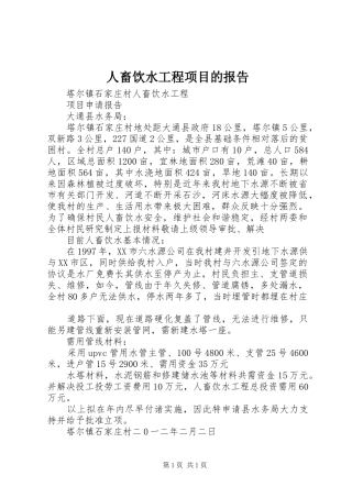 人畜饮水工程项目的报告 