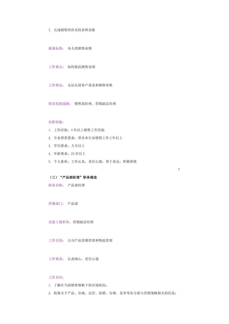 销售部常见职务的职务描述_第3页