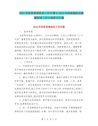 2024年经贸系统执法工作打算与2024年结核病防治健康促进工作计划范文汇编