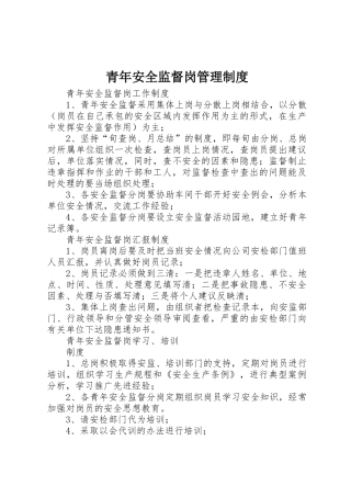 青年安全监督岗管理规章制度 