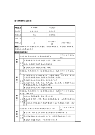航材院宣传文化部部长助理职务说明书