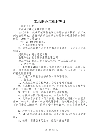 工地例会汇报材料2 