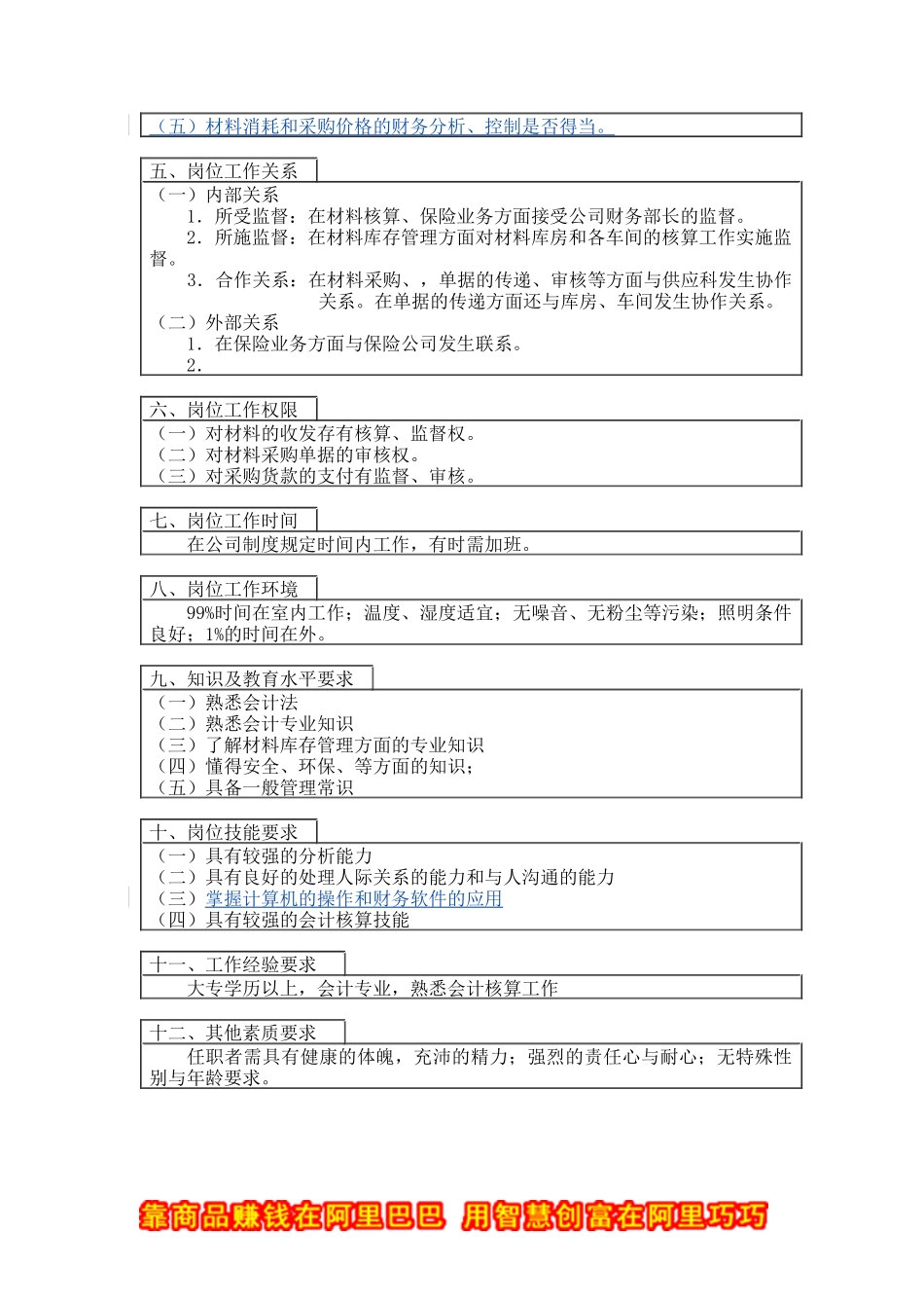 材料核算岗位说明书_第2页