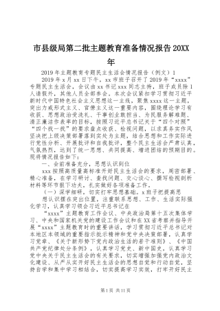 市县级局第二批主题教育准备情况报告20XX年 
