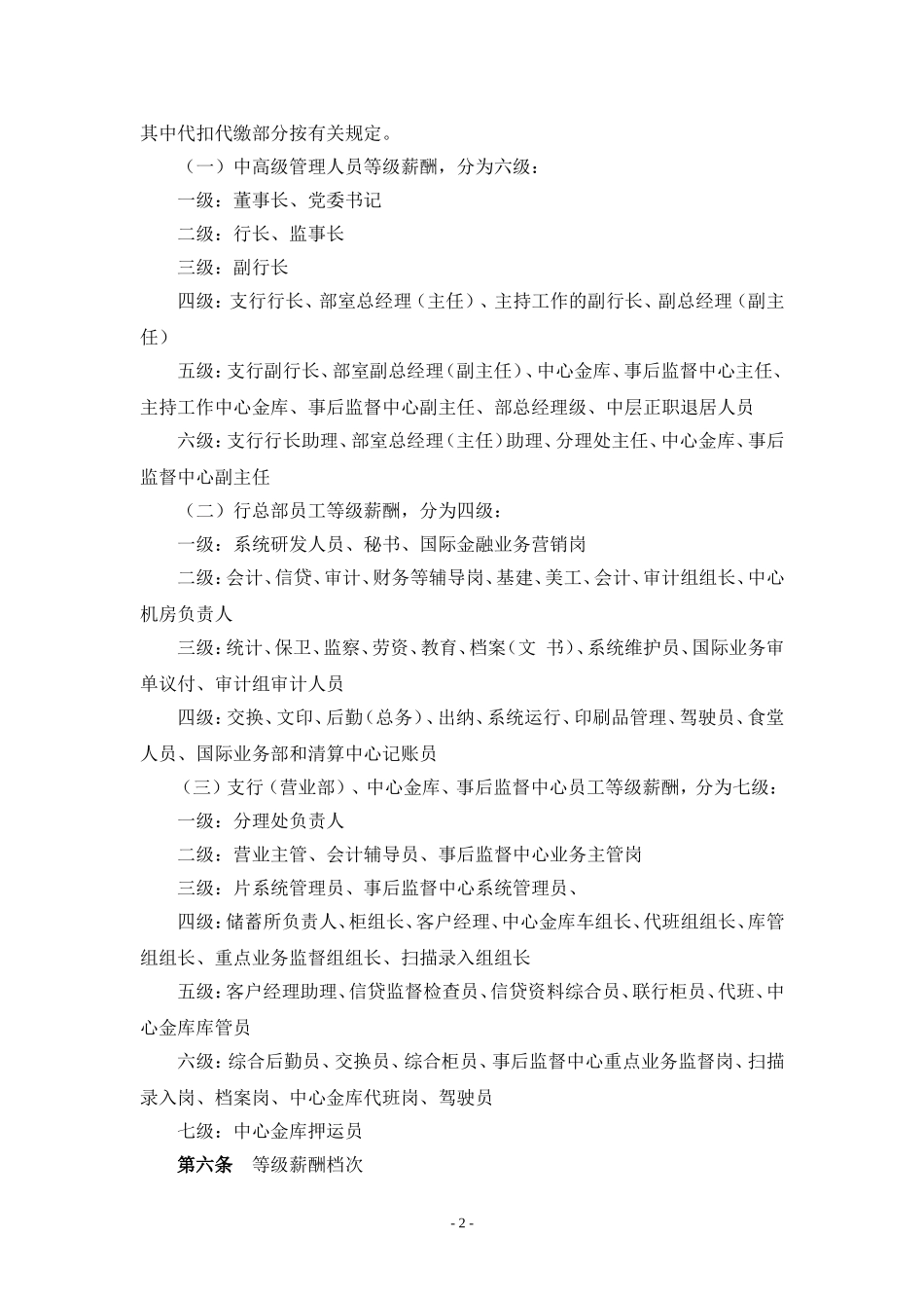 某某年度农村合作银行员工薪酬分配考核办法_第2页
