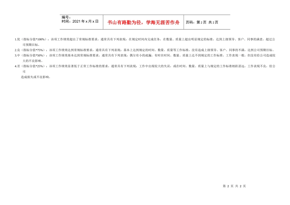 绩效考核评价表建筑公司总经理_第2页