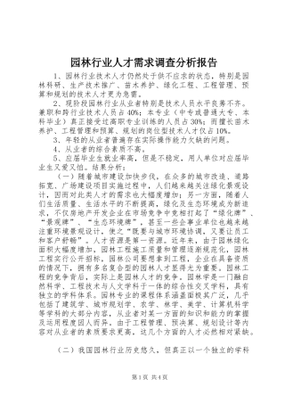 园林行业人才需求调查分析报告 