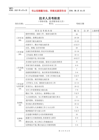 技术人员考核表