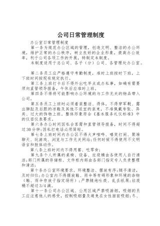 公司日常管理规章制度 