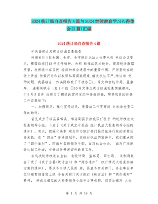 2024统计局自查报告4篇与2024继续教育学习心得体会汇编