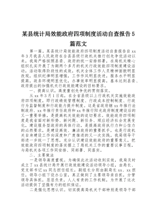 某县统计局效能政府四项规章制度活动自查报告5篇范文
