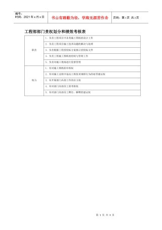 部门责权划分和绩效考核——工程部