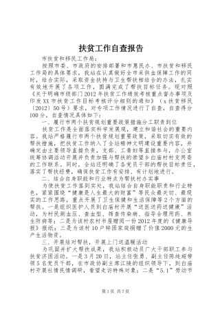 扶贫工作自查报告 