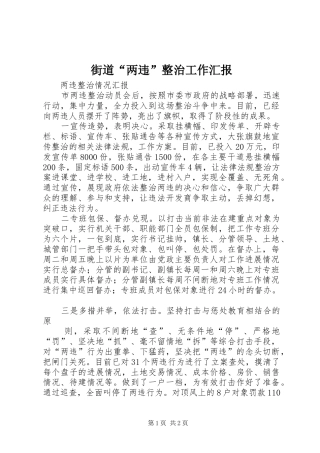 街道“两违”整治工作汇报 
